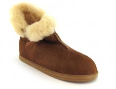 SHEPHERD� Lammfellslipper f�r Damen Bella, antique cognac/leo
