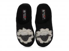 HAFLINGER Women Boiled Wool Slippers 'Flair Lamby', black 