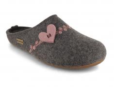 HAFLINGER Damen Filzpantoffeln Everest Coeur, anthrazit