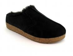 HAFLINGER Lammfell Hausschuh Unisex Saskatchewan, schwarz 