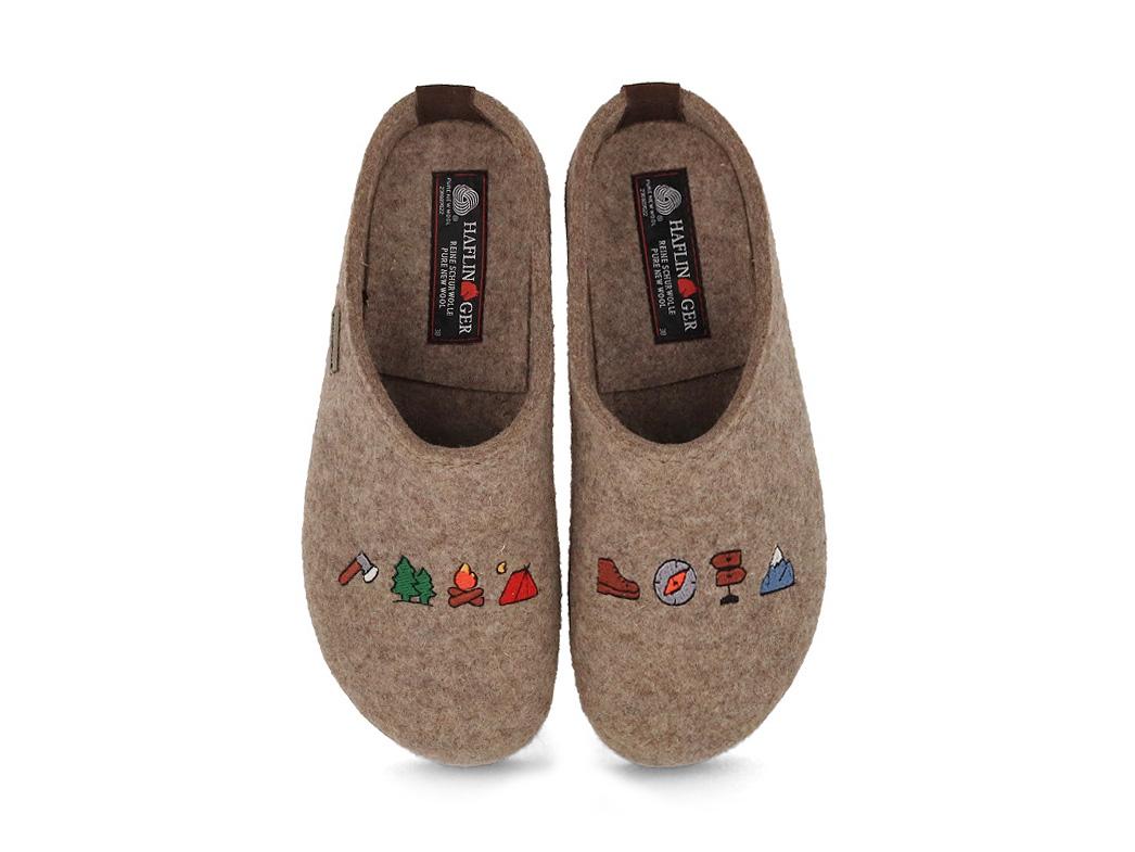 HAFLINGER Grizzly Mikado Filzpantoffeln Mit Gummisohle – Warm, Bequem Und Rutschfest Für Drinnen & Draußen