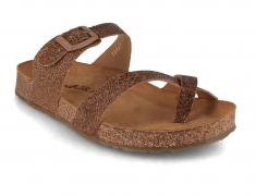 HAFLINGER Damen Sandale Bio Juno, braun raie