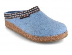 HAFLINGER Damen Filz Hausschuhe Grizzly Lucky, eisblau