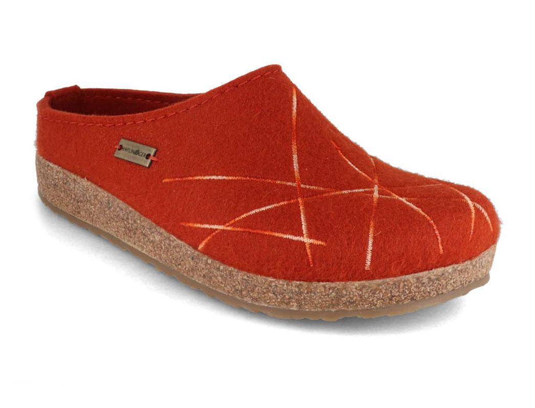 HAFLINGER Damen Pantoffel Grizzly – Filz-Hausschuh Mit Stickerei, Rutschfester Sohle