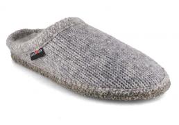 HAFLINGER Damen Herren Strick-Pantoffeln De Punto, grau
