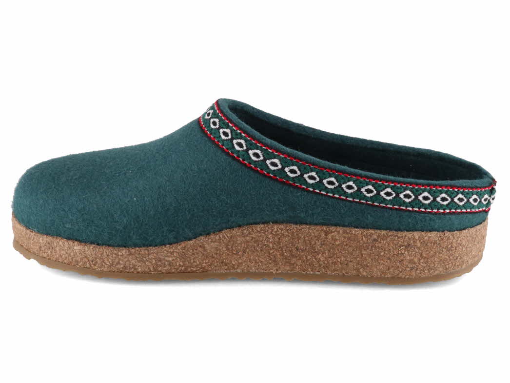 Haflinger Pantofole Unisex Grizzly Franzl 711001 | Zoccolo In Feltro Verde, Morbido E Antiscivolo, Taglia 39 EU