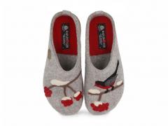 HAFLINGER Damen Clogs Grizzly Winterbird, steingrau