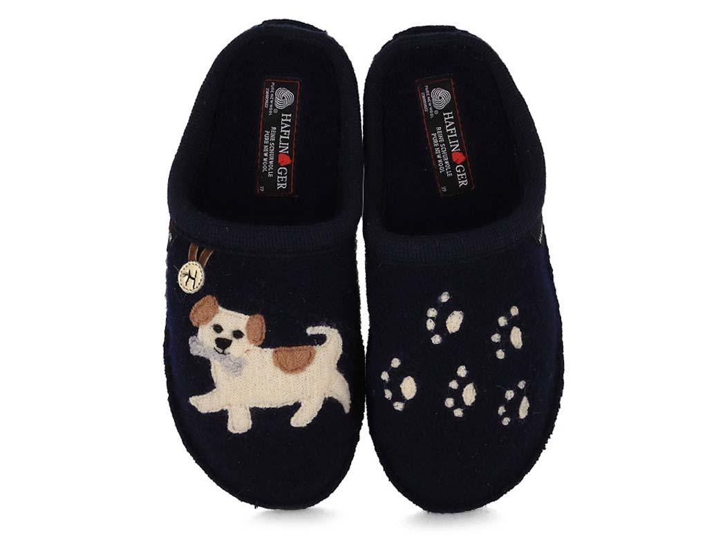 HAFLINGER Women Boiled Wool Slippers |Flair Fido, Blue|