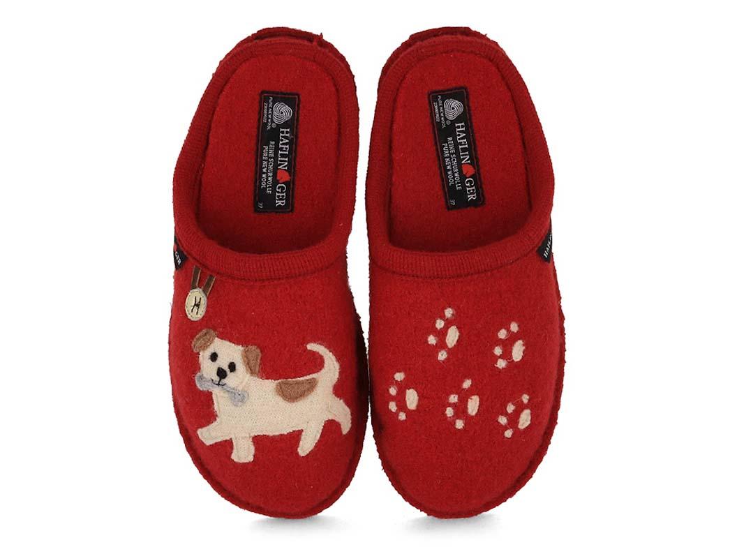 HAFLINGER Women Boiled Wool Slippers | Flair Fido, Red|