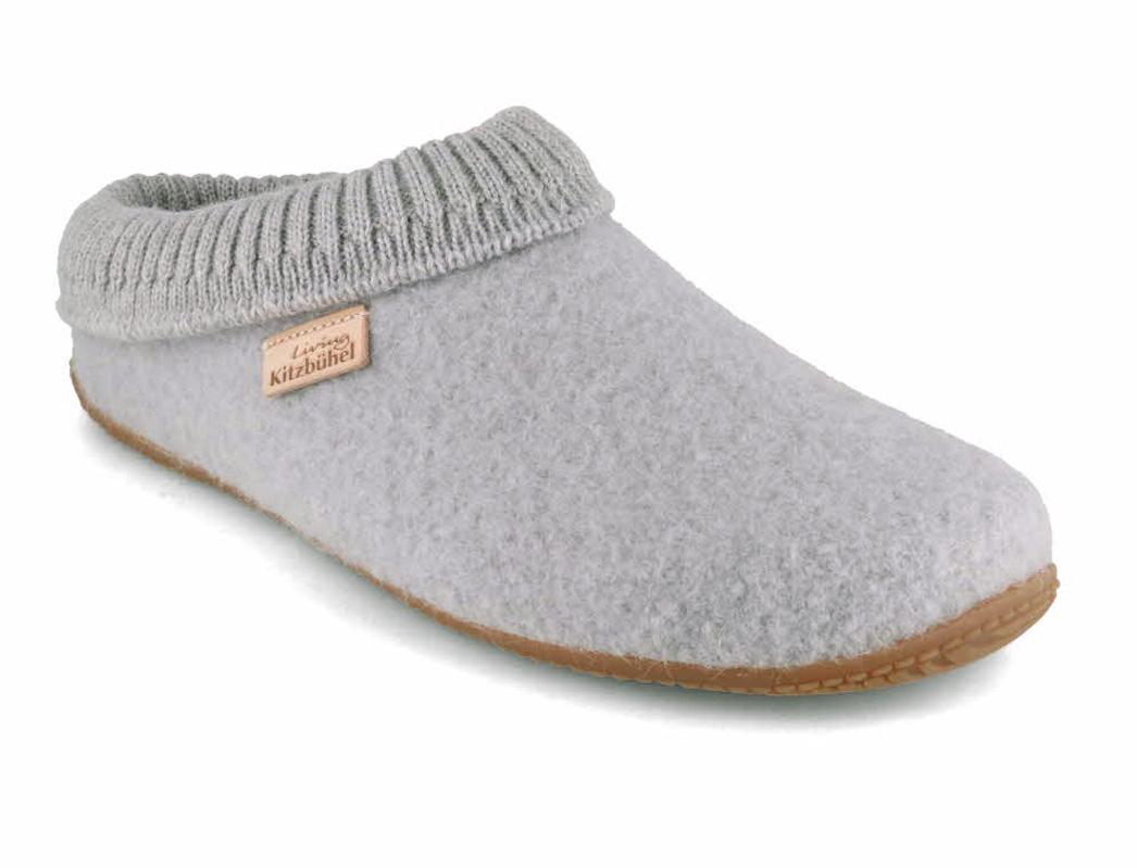 Living Kitzbuehel Slippers | Knitted Cuff, Gray | Free US Shipping