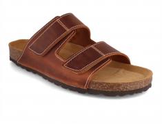 Tuffeln Klettsandale aus Leder Herren-Hausschuhe �Amrum�, cognac