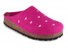 Tuffeln Damen Filzpantoffeln mit Herzchen, fuchsia