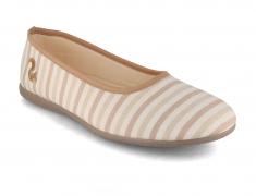 Thies Damen Baumwoll Ballerina Eco Pyjama, beige stripe