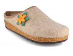 Tuffeln �Blumig� Damen Filzpantoffeln, beige