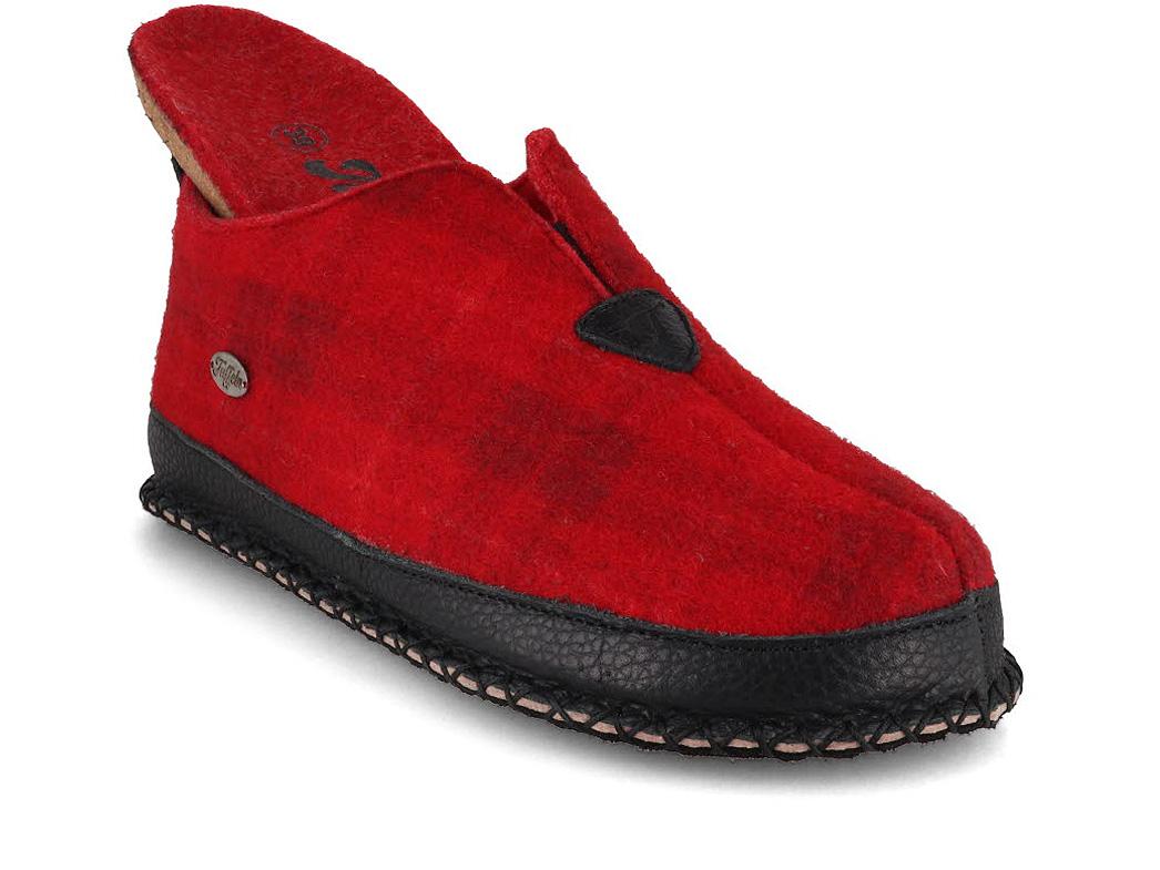 Tuffeln® retro Women Slippers with a Cork Footbed «Urig», red checkered