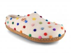 WoolFit� Pantoffel f�r Damen Footprint, bunt gepunktet