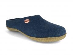 WoolFit� handgefilzte Pantoffeln Classic mit Gummisohle, blau