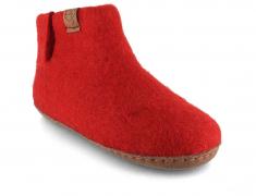 WoolFit� Yeti Kids Kinderhausschuhe mit Ledersohle, rot