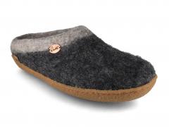 WoolFit� Sherpa Filzpantoffeln mit Fu�bett & Naturgummisohle, grau