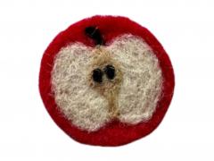 Filzsticker Apfel im Set mit Filznadel und Holzgriff, rot 