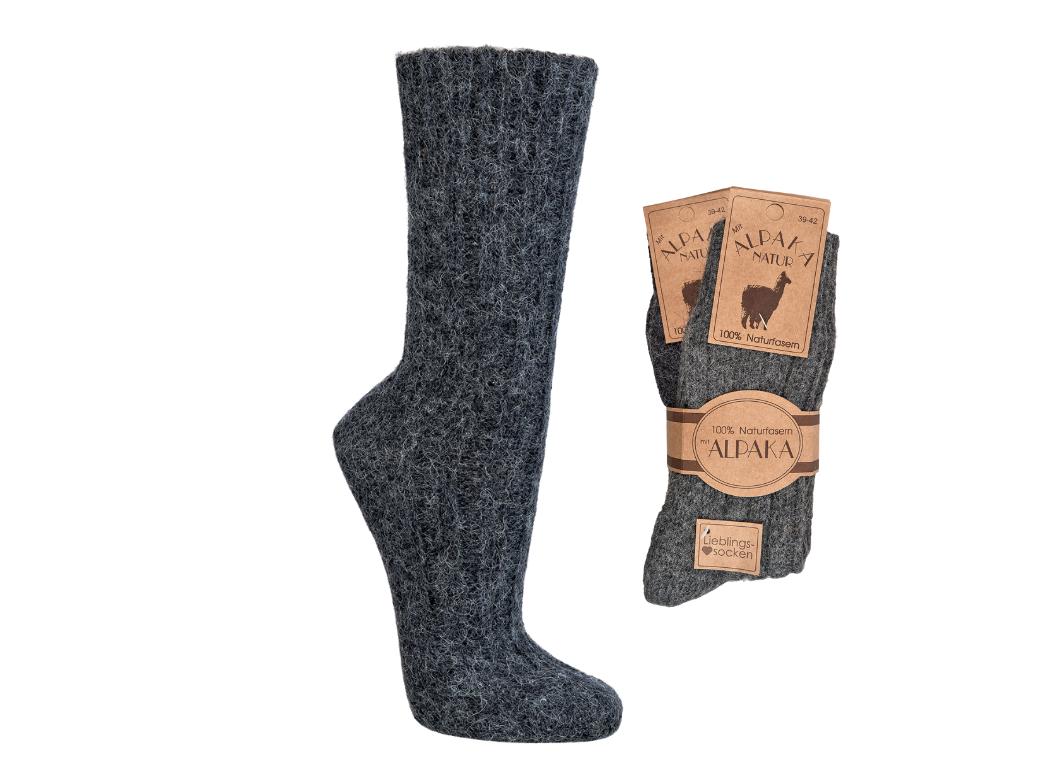 WoolFit� Alpaka Wollsocken aus 100% nat�rlicher Wolle extra warm, anthrazit