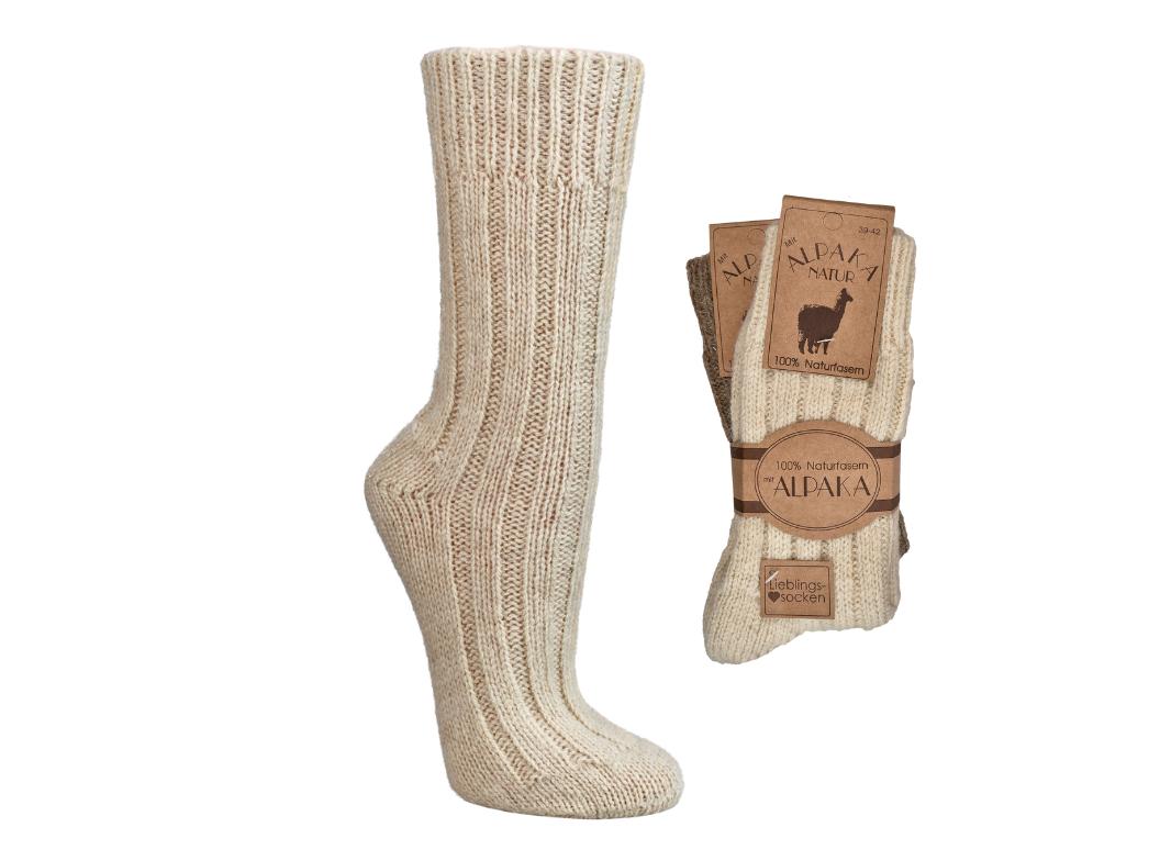 WoolFit� Alpaka Wollsocken aus 100% nat�rlicher Wolle extra warm, creme