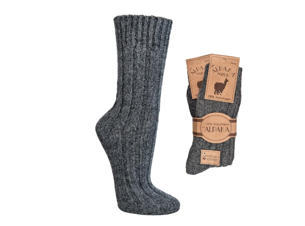 WoolFit� Alpaka Wollsocken aus 100% nat�rlicher Wolle extra warm, grau