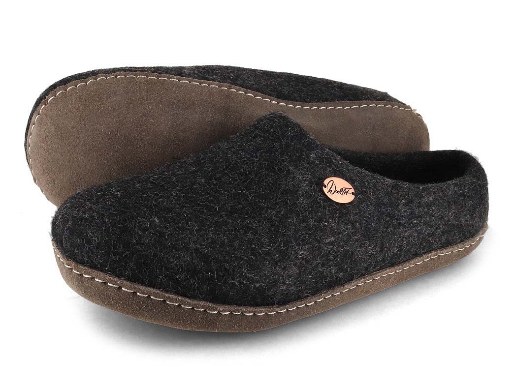 WoolFit® Filzpantoffel Unisex Footprint, graphit