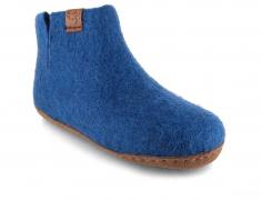 WoolFit� Yeti Kids Kinderhausschuhe mit Ledersohle,blau
