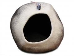 WoolFit� Filz-Katzenh�hle mit Spielzeugmaus, grau 
